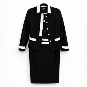 Worth Black and White Sleeveless Sheath and Matching Blazer Set Size 8